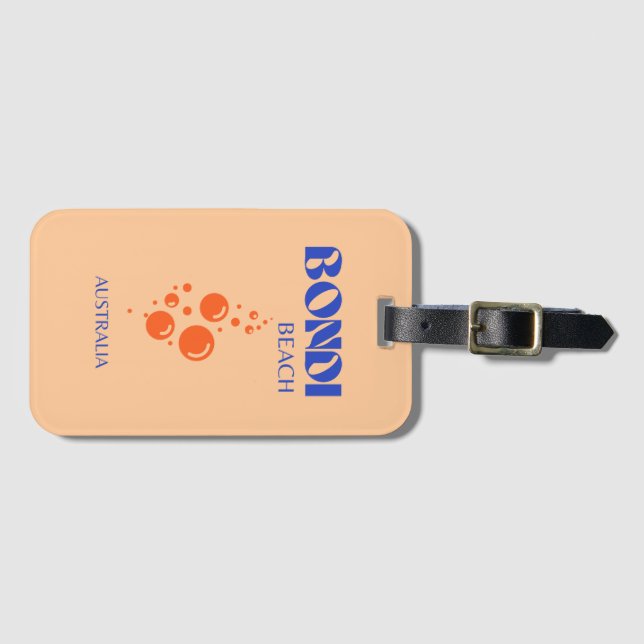 Bondi Beach, Preppy Art, Orange, Blue Bagagebricka (Framsida horisontal)