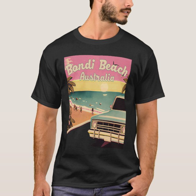 Bondi Beach Retro Beach Vacation Graphics Australi T Shirt (Framsida)