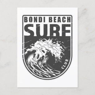 Bondi Beach Surfa Klubb Australia Emblem Vykort
