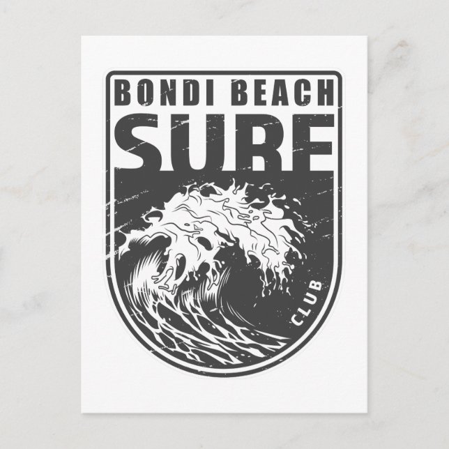 Bondi Beach Surfa Klubb Australia Emblem Vykort (Framsida)