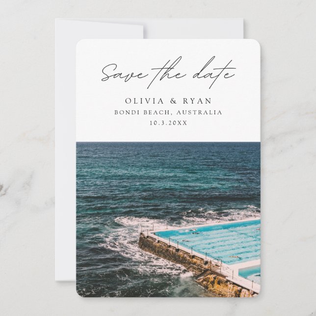 Bondi Beach Wedding Sydney Spara datumet Inbjudningar (Framsida)