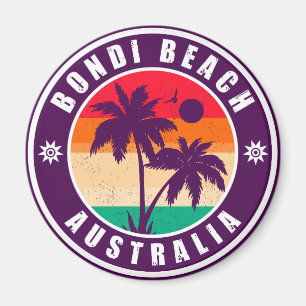 Bondi-stranden Australien handflatan träd Vintage Magnet