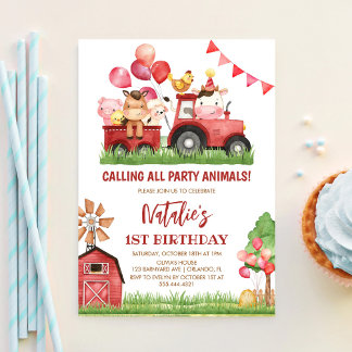 Bondjur, Ladugård, Ranchflickors 1-årsdag Inbjudningar