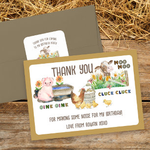 Bondjur och ljud Barnkalas Tack Kort