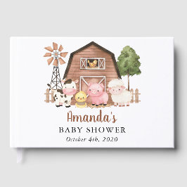 Bondjur, söta djur, lada, baby shower gästböcker