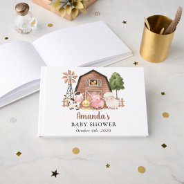 Bondjur, söta djur, lada, baby shower gästböcker