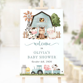 Bondjur, Söta Djur, Välkomstskylt för Baby Shower Poster