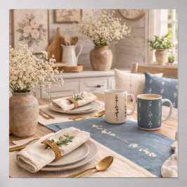 Bondkök Stilleben Botaniskt Bord Poster