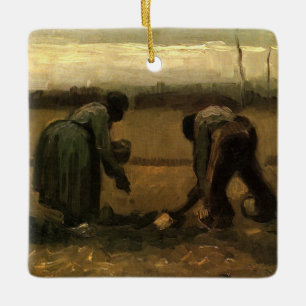 Bondkvinna planterar potatis av Vincent van Gogh Julgransprydnad Keramik