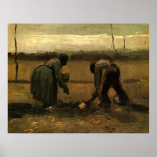 Bondkvinna planterar potatis av Vincent van Gogh Poster
