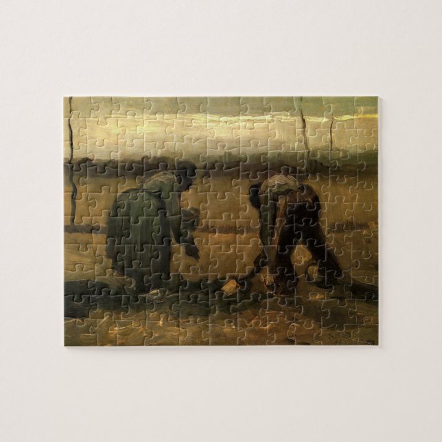 Bondkvinna planterar potatis av Vincent van Gogh Pussel (Horisontell)