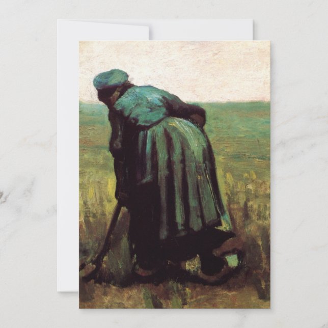 Bondkvinna som gräver av Vincent van Gogh Inbjudningar (Framsida)