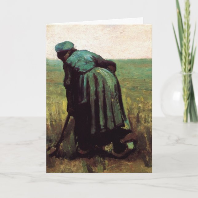 Bondkvinna som gräver av Vincent van Gogh Kort (Framsida)