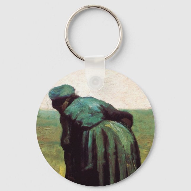 Bondkvinna som gräver av Vincent van Gogh Nyckelring (Framsida)