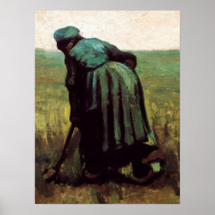 Bondkvinna som gräver av Vincent van Gogh Poster