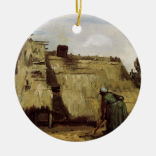 Bondkvinna som gräver Stuga av Vincent van Gogh Julgransprydnad Keramik