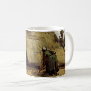 Bondkvinna som gräver Stuga av Vincent van Gogh Kaffemugg