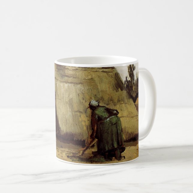 Bondkvinna som gräver Stuga av Vincent van Gogh Kaffemugg (Framsida höger)