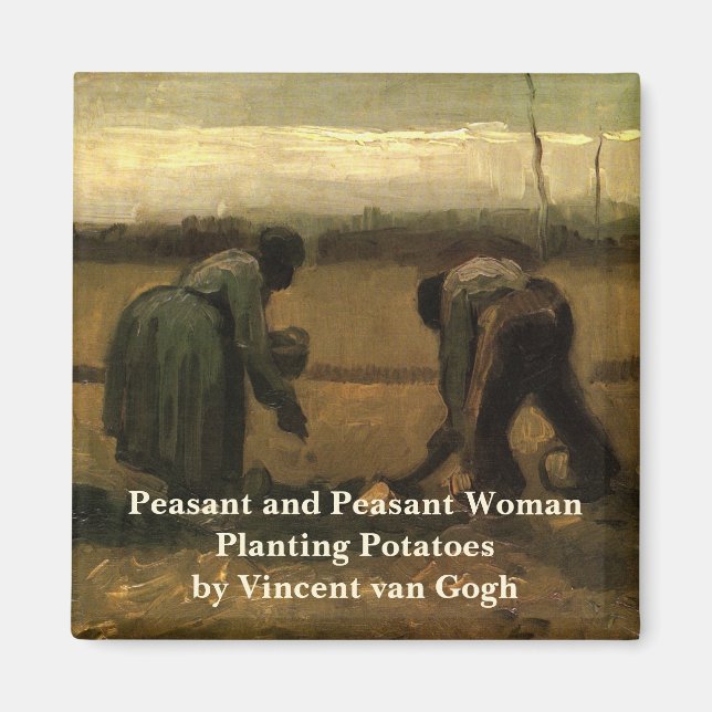 Bondkvinna som planterar potatis av Vincent van Go Magnet (Framsidan)