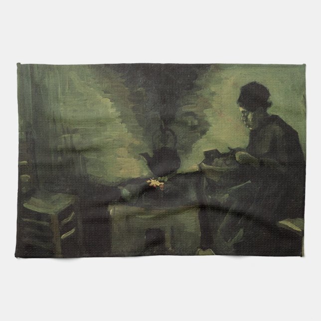 Bondkvinna vid spisen av Vincent van Gogh Kökshandduk (Horisontell)
