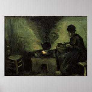 Bondkvinna vid spisen av Vincent van Gogh Poster