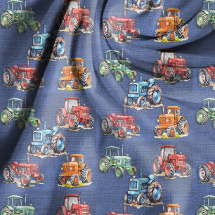 Bondtraktor Denim Blå Design Tyg