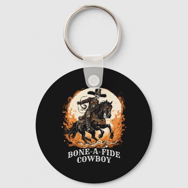 Bone-a-fide Halloween Cowboy Spooky Skeleton Rodeo Nyckelring (Framsida)