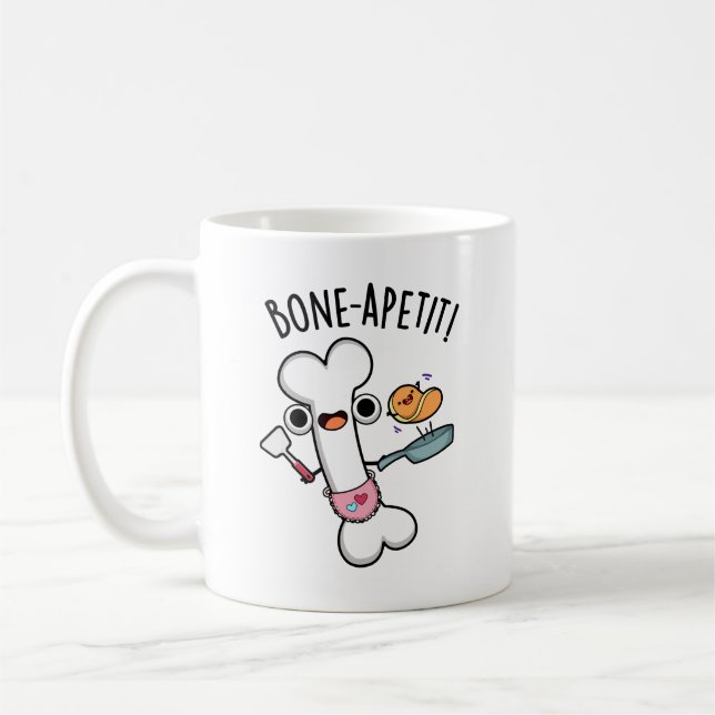 Bone Apetit Funny Cooking Pun Kaffemugg (Vänster)