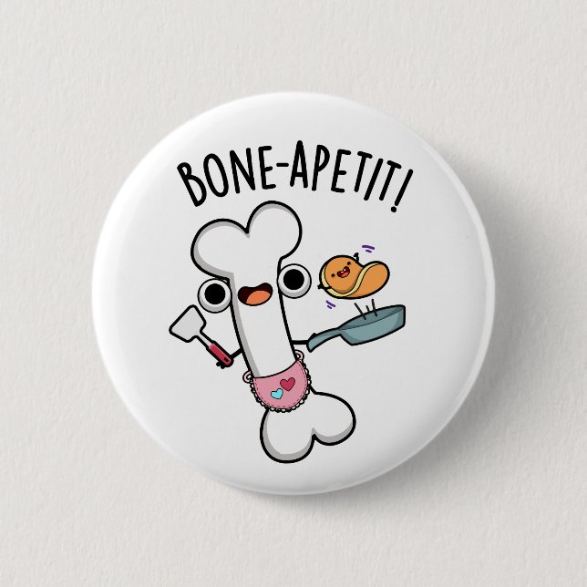 Bone Apetit Funny Cooking Pun Knapp (Framsida)