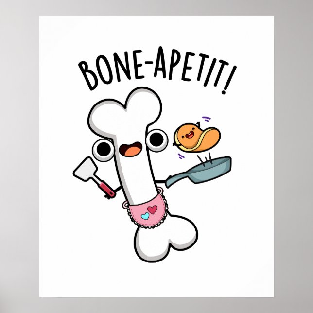 Bone Apetit Funny Cooking Pun Poster (Framsidan)