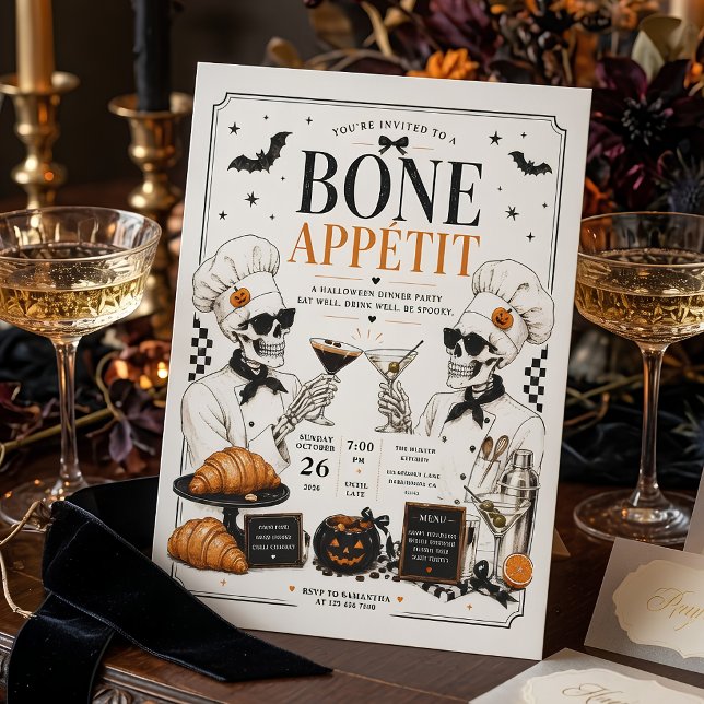 Bone Appétit Halloween Middagsparty  Julkort (Skapare uppladdad)
