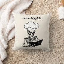 Bone Appétit Halloween Skeleton Chef Pillow