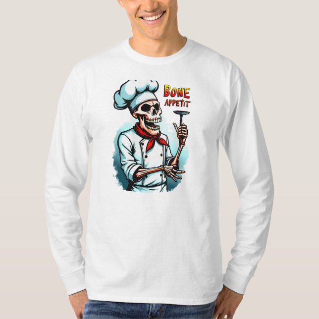 Bone Appetit Halloween T-Shirt - Skeleton Chef (Framsida)