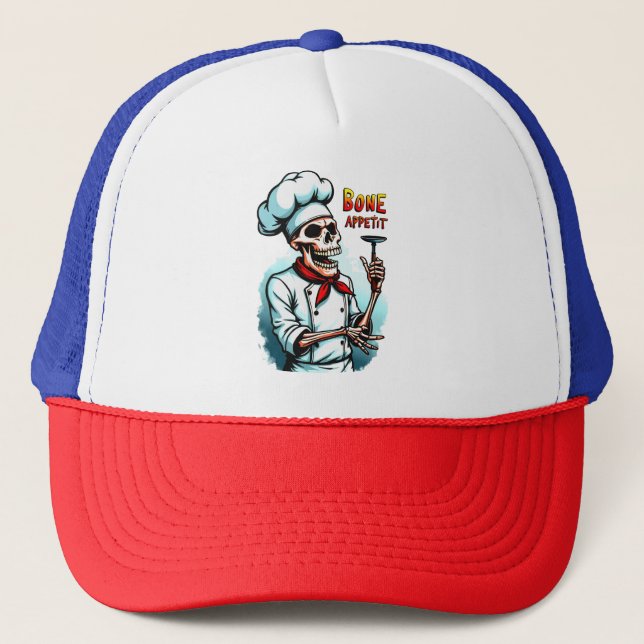 Bone Appetit Halloween T-Shirt - Skeleton Chef Keps (Framsida)