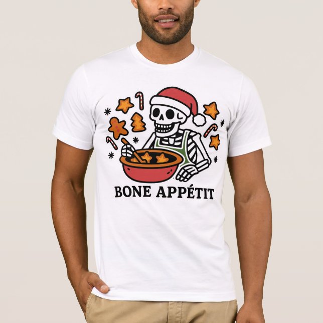 Bone Appétit: Lustigt Skeleton julklapp T Shirt (Framsida)