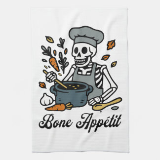 Bone Appétit: Skeleton Chef Funny Halloween Baking Kökshandduk