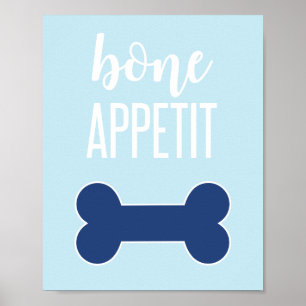 Bone Appetite Puppy Födelsedagsfest Sign Blue Poster