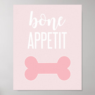 Bone Appetite Puppy Födelsedagsfest Sign rosa Poster