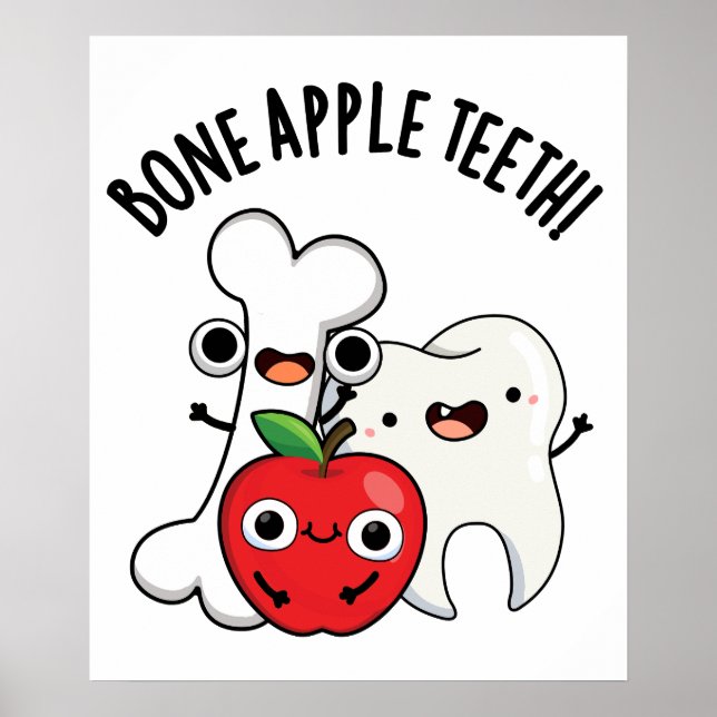 Bone Apple Teeth Funny Bona Appetit Pun Poster (Framsidan)