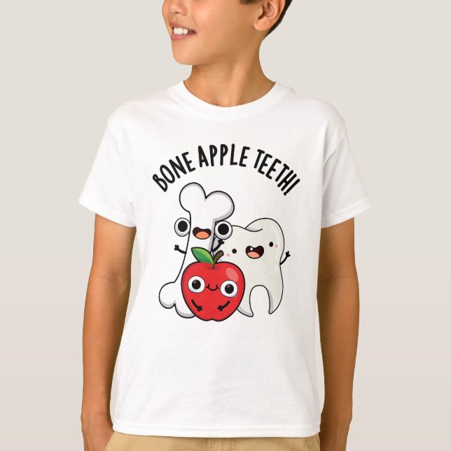 Bone Apple Teeth Funny Bona Appetit Pun  T Shirt (Framsida)