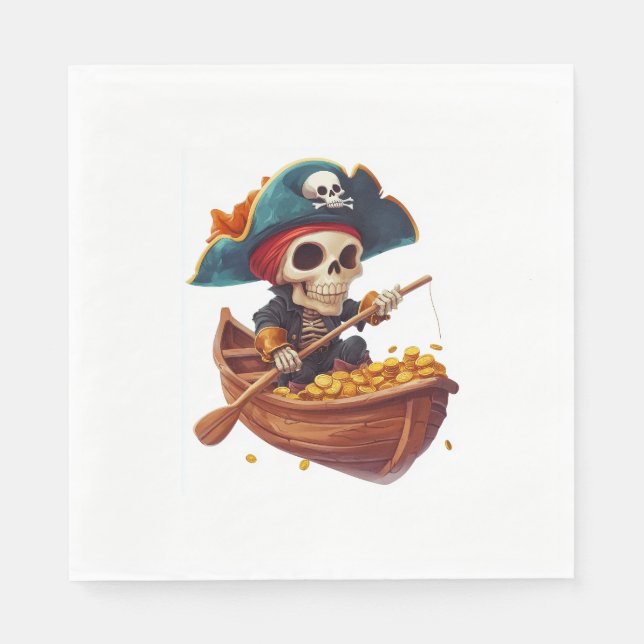 Bone Buccaneer - Funny Pirat Skull Pappersservett (Framsidan)