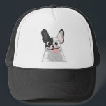 Boné Buldogue Keps<br><div class="desc">Boné com o desenho de um Buldogue feliz, com as orelhas em pé e a língua de fora.</div>