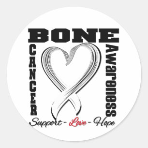 Bone Cancer Awareness Brushed Heart Ribbon Runt Klistermärke