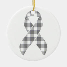 Bone Cancer Awareness Plaid Gray Ribbon Julgransprydnad Keramik