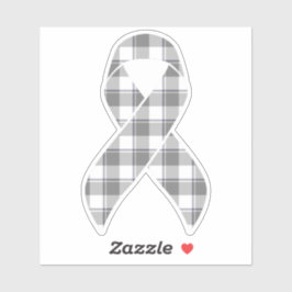 Bone Cancer Awareness Plaid Gray Ribbon Klistermärken