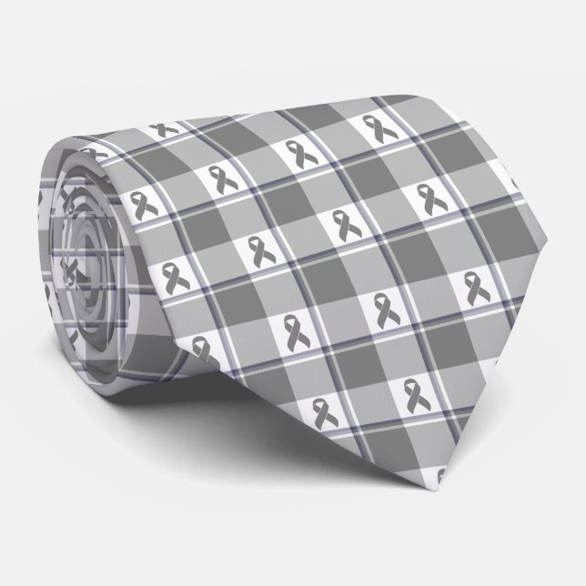 Bone Cancer Awareness Plaid Gray Ribbon Slips (Rullad)
