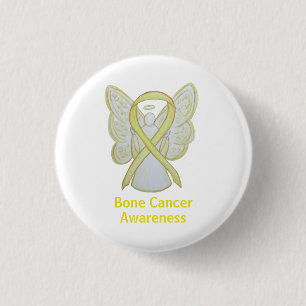 Bone Cancer Gult Angel Awareness Ribbon Pin Knapp