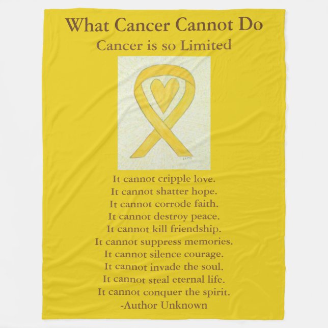 Bone Cancer Gult Awareness Ribbon Fleece Blanket (Framsidan)