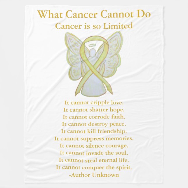 Bone Cancer Gult Awareness Ribbon Fleece Blanket (Framsidan)