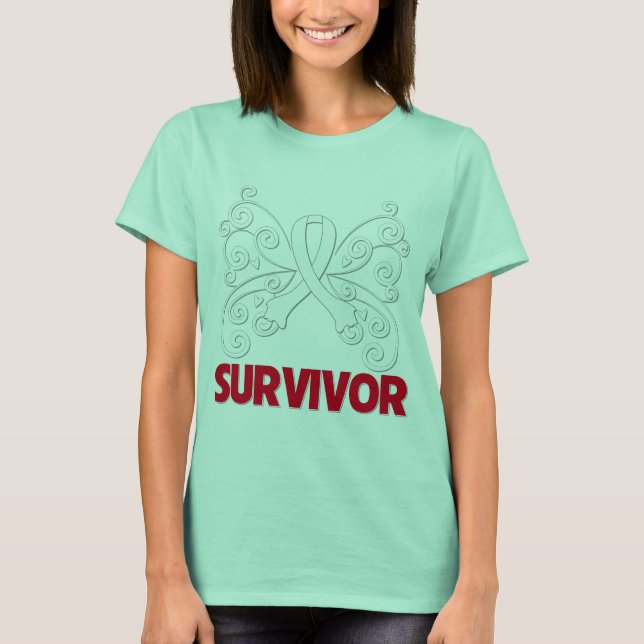 Bone Cancer Survivor Butterfly T Shirt (Framsida)